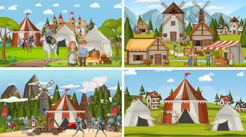 Set of different scene medieval vector