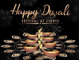 cartel del festival feliz de las luces de diwali vector