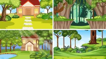 Nature scene with many trees and houses vector