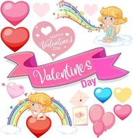 Valentine day with cupid and musical rainbow vector