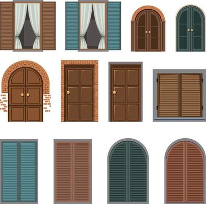 Different designs of windows and doors