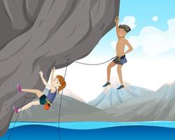 Outdoor rock climbing scene vector