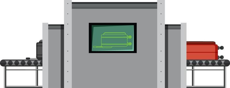 Airport baggage scanner on white background