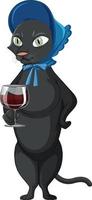 A cat standing and drinking wine on white background vector