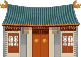edificio tradicional chino sobre fondo blanco