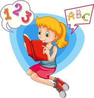 Speech bubble with girl reading book vector