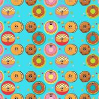 Seamless background with cookies and donuts vector