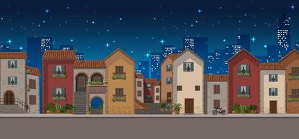 City building view at night vector