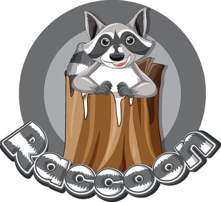 Sticker design with raccoons in gray