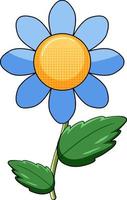 Blue flower with green leaves vector