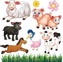 Cute animals cartoon set on white background vector