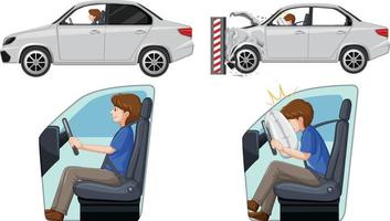 Man with sample of car accident vector