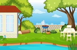 Scene of backyard with a fence vector