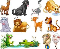 Set of animal cartoon character vector