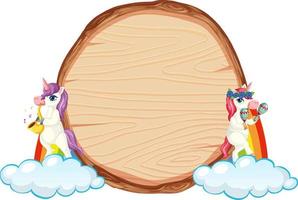 banner de madera aislado con unicornio vector