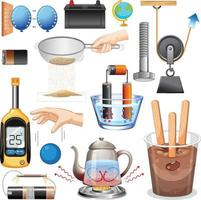 Science equipments on white background vector