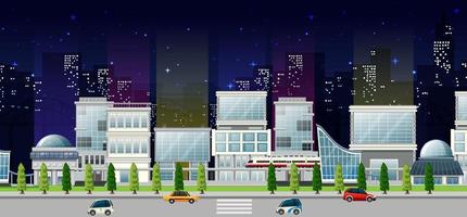 vista del edificio de la ciudad por la noche vector