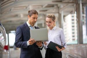 Business people walking at outdoor together photo