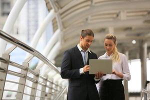 Business people walking at outdoor together photo