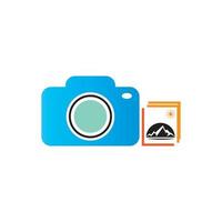 Camera with photo icon vector background