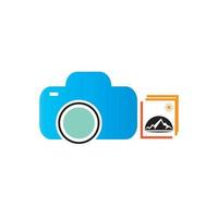 Camera with photo icon vector background