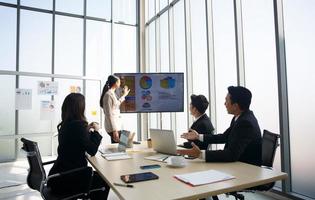 Young start-up business team working in meeting room. photo