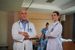 Nurse and doctor team ready for work day photo