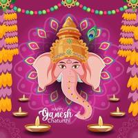 feliz ganesh chaturthi cartel vector