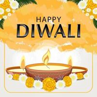 Happy Diwali festival of lights poster vector