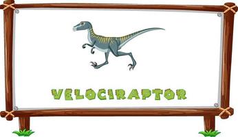 plantilla de marco con dinosaurios y diseño de velociraptor de texto dentro vector