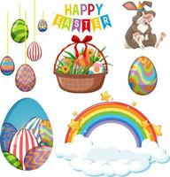 Easter theme with bunny and eggs vector