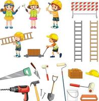 Set of construction site objects vector