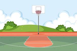 Empty basketball court scene vector