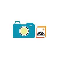 Camera with photo icon vector background