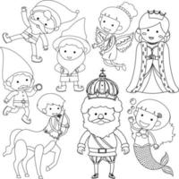 A set of doodle about fantasy character on white background vector