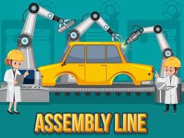 Production process concept with assembly line banner design vector