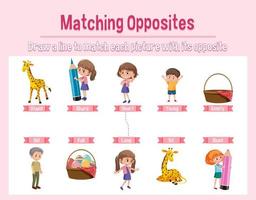 Opposite words matching for kids vector