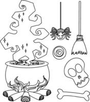 Halloween object black and white doodle character vector