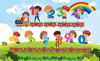 Counting number 0 to 9 for kids vector