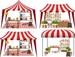 Flea market concept with set of different stores vector