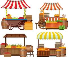 Flea market concept with set of different stores vector