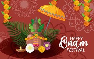 Onam Hindu harvest festival poster vector