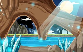 Inside cave landscape in cartoon style vector