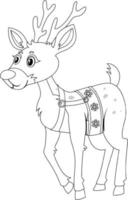 Deer doodle outline for colouring vector