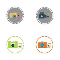 Camera with photo icon vector background