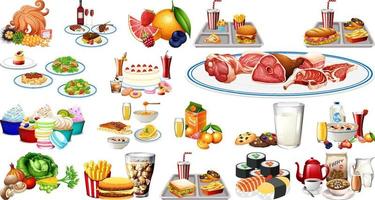 Foods and beverages set vector