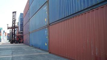 Containers box from Cargo freight ship for import export.