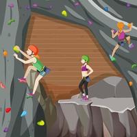 Indoor rock climbing gym vector