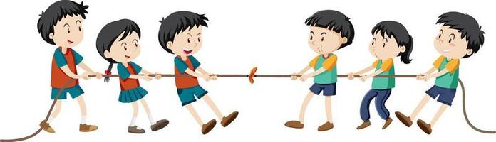 Children playing tug of war game vector