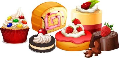 Delicious desserts cartoon set